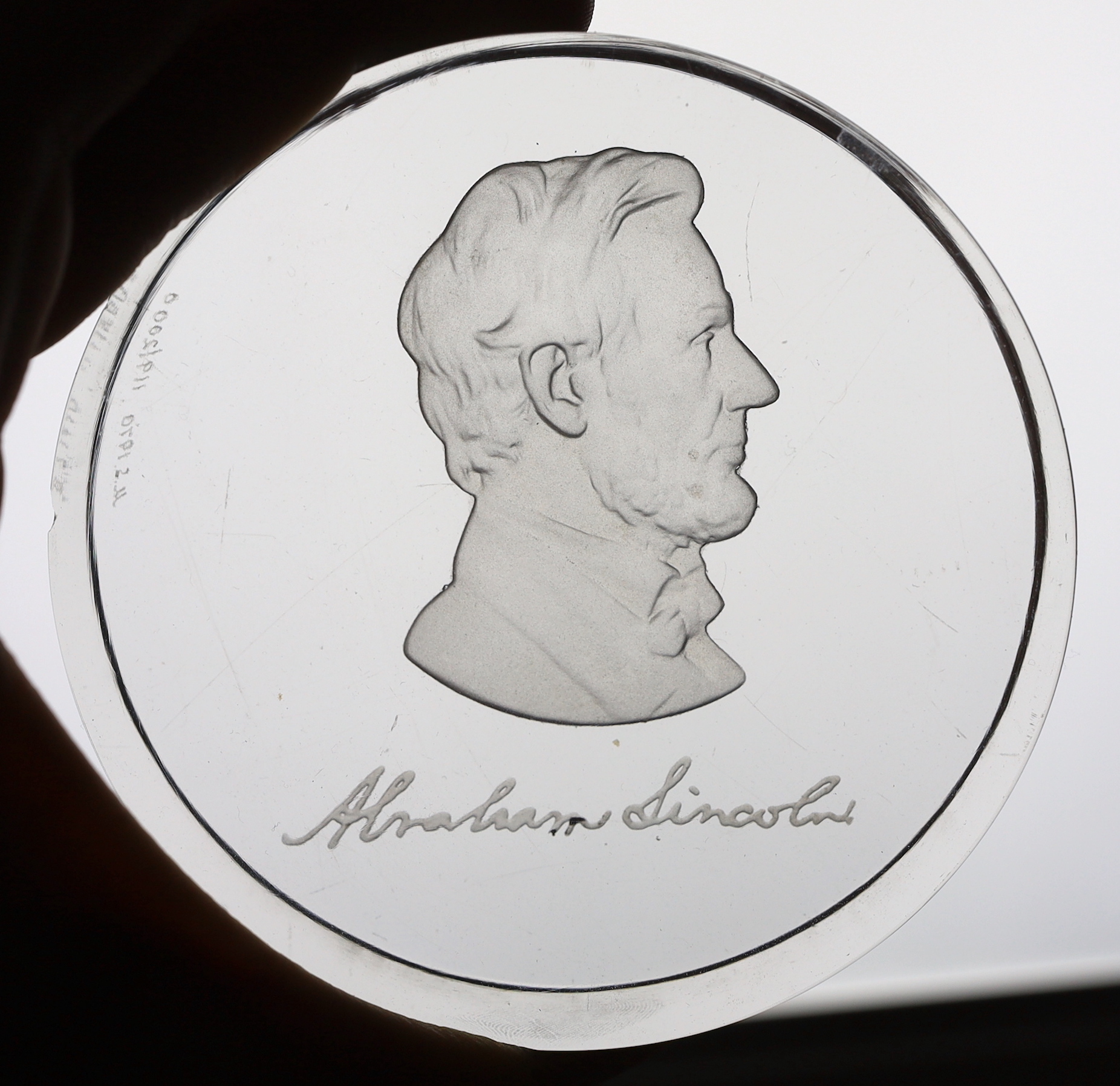 Three glass paperweights - American presidents